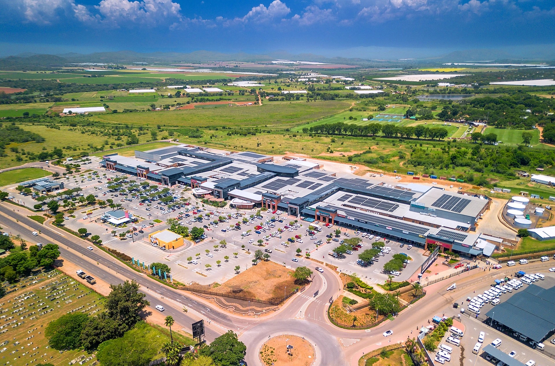 Aerial panorama of a Twin City development